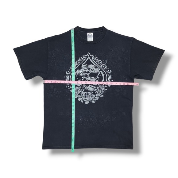 Vintage Skull Spade Graphic Print Black Delta Pro Y2K T-Shirt Men's Large - Picture 3 of 9